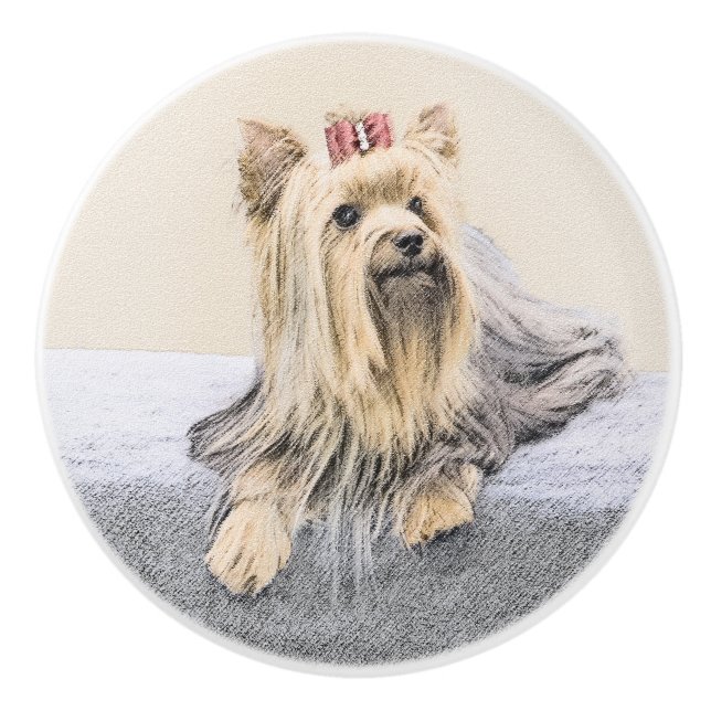 Yorkshire Terrier Painting - Cute Original Hund Ar Knopp (Framsidan)