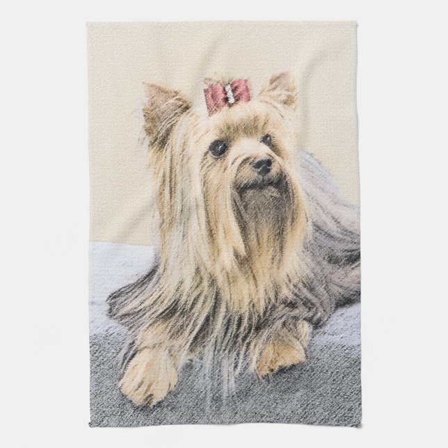 Yorkshire Terrier Painting - Cute Original Hund Ar Kökshandduk (Vertikal)