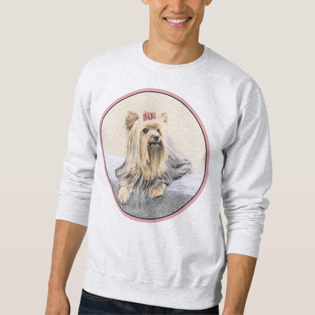 Yorkshire Terrier Painting - Cute Original Hund Ar Lång Ärmad Tröja (Framsida)