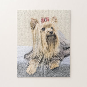 Yorkshire Terrier Painting - Cute Original Hund Ar Pussel