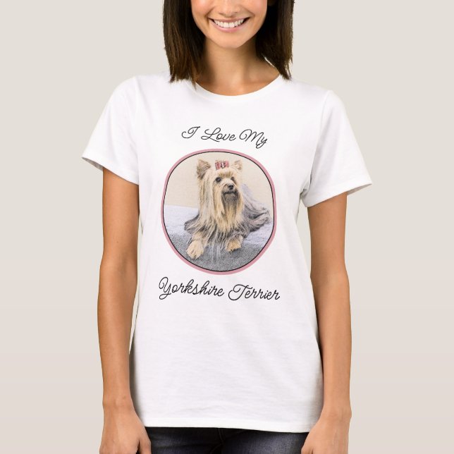 Yorkshire Terrier Painting - Cute Original Hund Ar T Shirt (Framsida)
