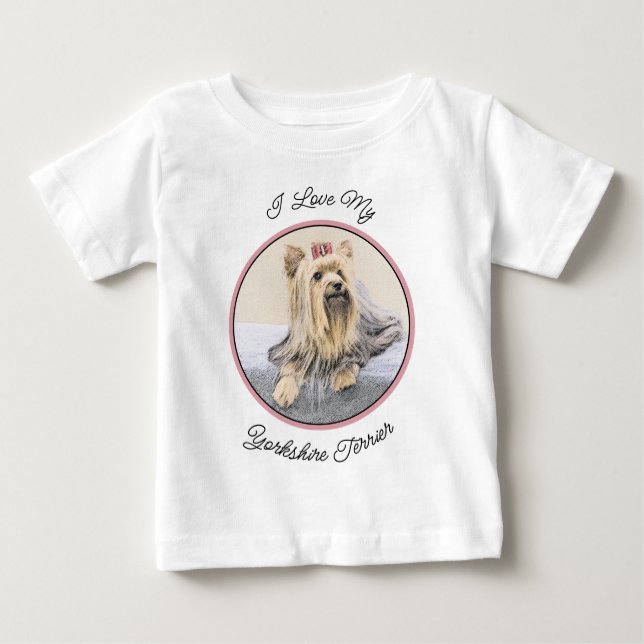 Yorkshire Terrier Painting - Cute Original Hund Ar T Shirt (Framsida)