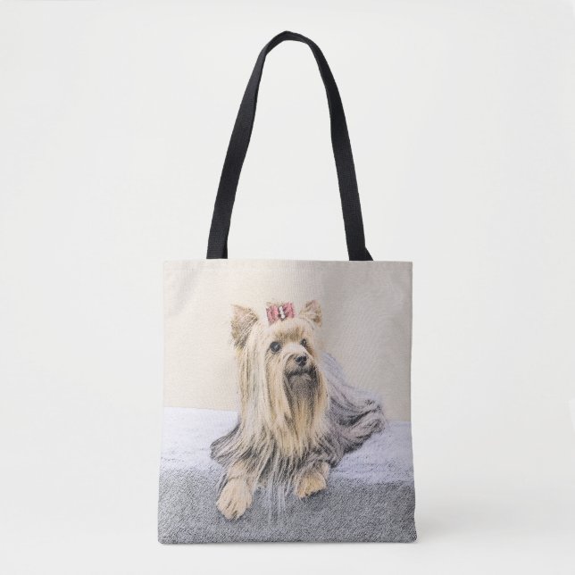 Yorkshire Terrier Painting - Cute Original Hund Ar Tygkasse (Framsida)