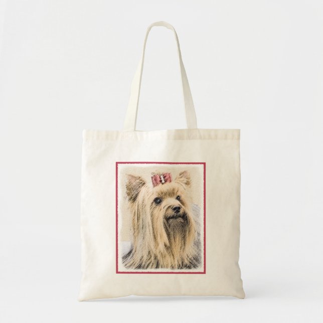 Yorkshire Terrier Painting - Cute Original Hund Ar Tygkasse (Framsidan)