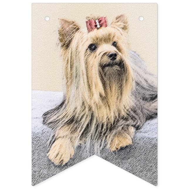 Yorkshire Terrier Painting - Cute Original Hund Ar Vimplar (Första flaggan)