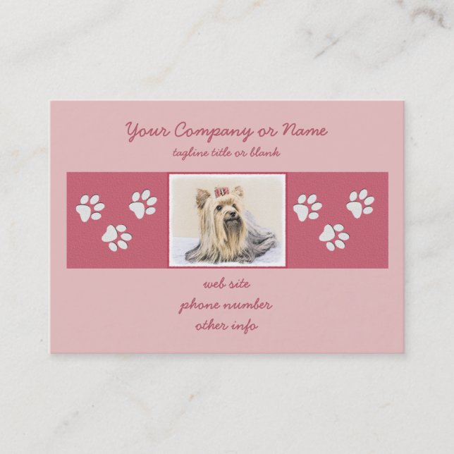 Yorkshire Terrier Painting - Cute Original Hund Ar Visitkort (Framsida)