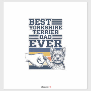 Yorkshire Terrier Pappa Knutnäve Vintage Vektor De Klistermärken