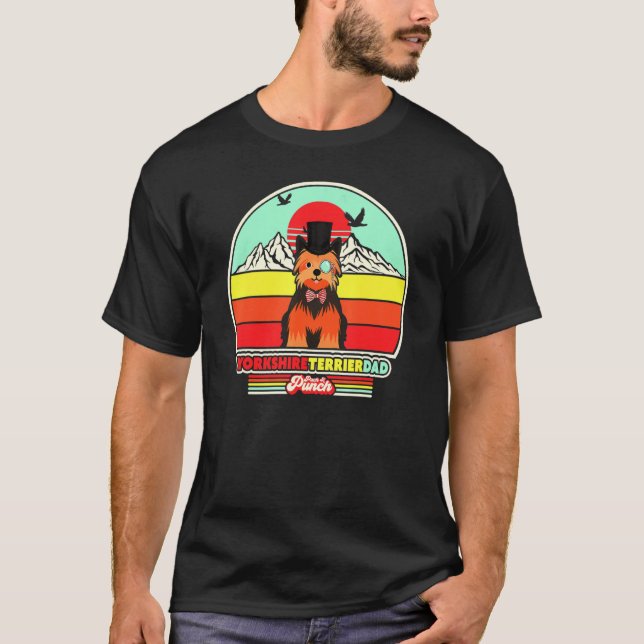 Yorkshire Terrier Pappa Retro Stil T Shirt (Framsida)