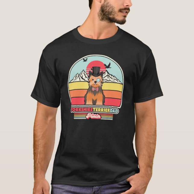 Yorkshire Terrier Pappa Retro Stil T Shirt (Framsida)