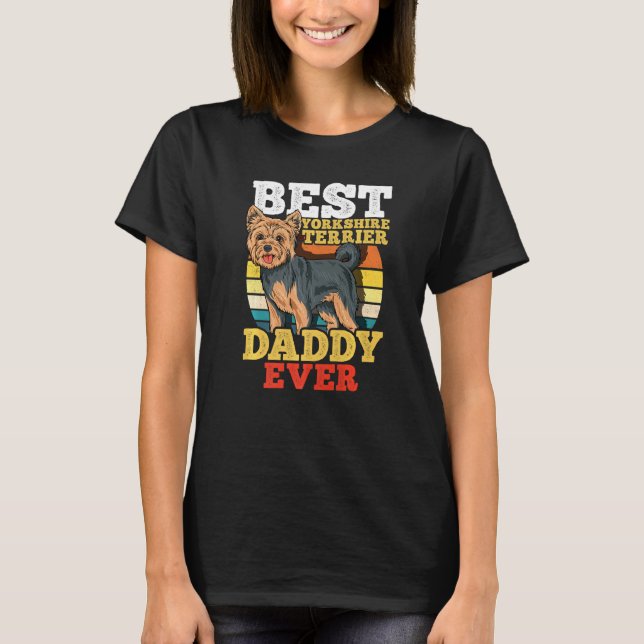 Yorkshire Terrier Pappa Retro T Shirt (Framsida)