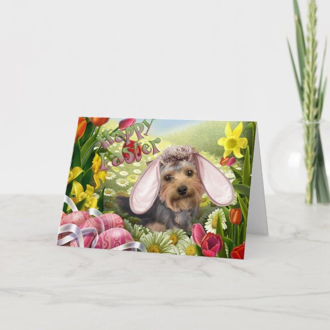 Yorkshire Terrier Påsk Cards Helgkort (Framsida)