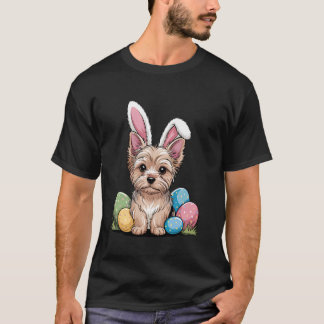 Yorkshire Terrier Påskharen Ägg Jakt Roligt T Shirt