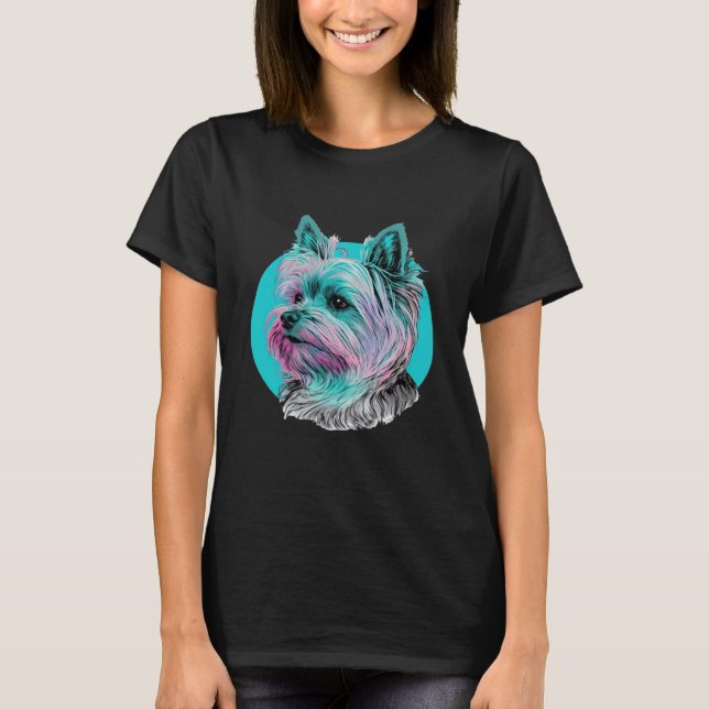 Yorkshire Terrier Pastel Vaporwave Aesthetic T Shirt (Framsida)