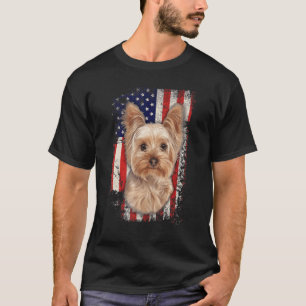 Yorkshire Terrier Patriotic American Flagga Hund 4 T Shirt