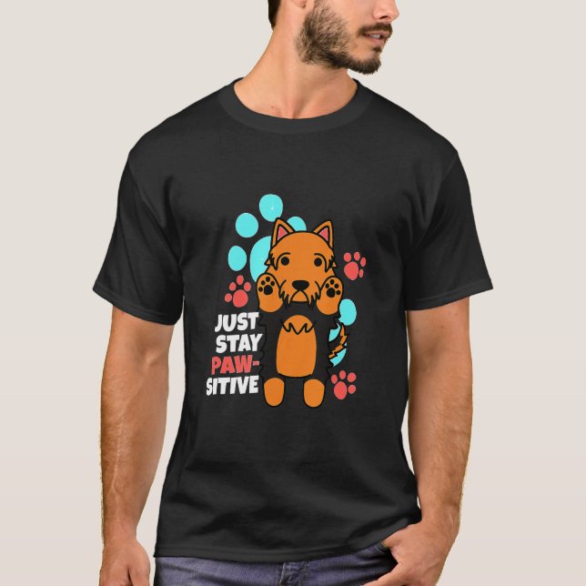 Yorkshire Terrier Pawsitive Hund T Shirt (Framsida)