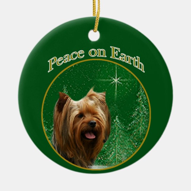 Yorkshire Terrier Peace Julgransprydnad Keramik (Framsidan)