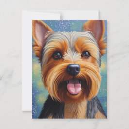 Yorkshire Terrier Pointillism Hund Porträtt Vykort
