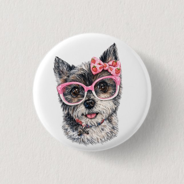 Yorkshire Terrier-present till hundälskare Knapp (Framsida)