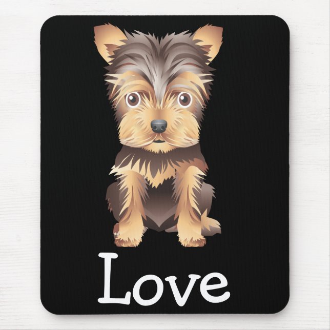 Yorkshire Terrier Puppy Hund Black Mouse Pad Musmatta (Framsidan)