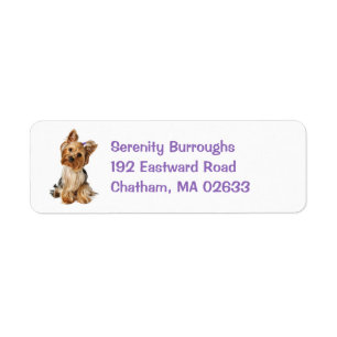 Yorkshire Terrier Puppy Hund Cute Yorkie Returadress Etikett