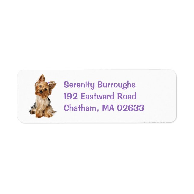 Yorkshire Terrier Puppy Hund Cute Yorkie Returadress Etikett (Framsidan)