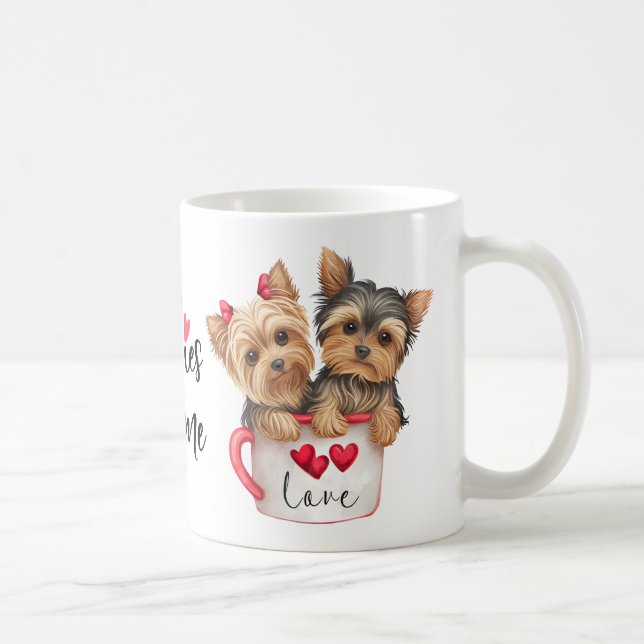 Yorkshire Terrier Puppy Hund Gift Valentiness York Kaffemugg (Höger)