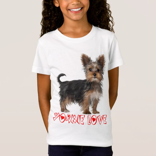 Yorkshire Terrier Puppy Hund Girls Tee Shirt (Framsida)