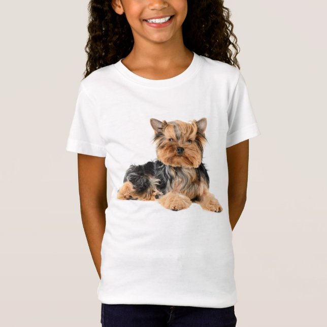 Yorkshire Terrier Puppy Hund Girls Tee Shirt (Framsida)