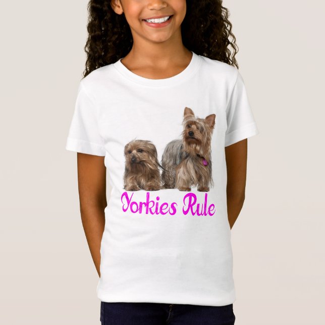 Yorkshire Terrier Puppy Hund Kärlek Yorkies Girls Tee Shirt (Framsida)