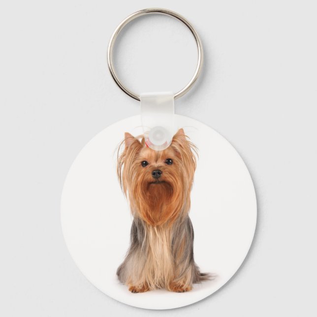 Yorkshire Terrier Puppy Hund Keychain Nyckelring (Framsida)