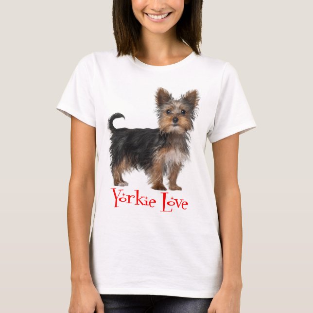 Yorkshire Terrier Puppy Hund Red Kärlek Dam Tee Shirt (Framsida)