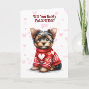 Yorkshire Terrier Puppy i Sweater Valentine Helgkort