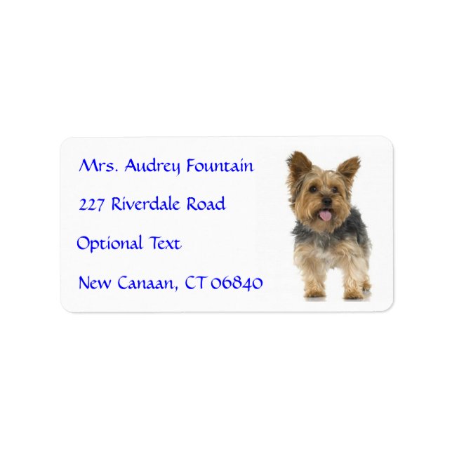 Yorkshire Terrier Puppy Namn Adress-segeletikett Adressetikett (Framsidan)