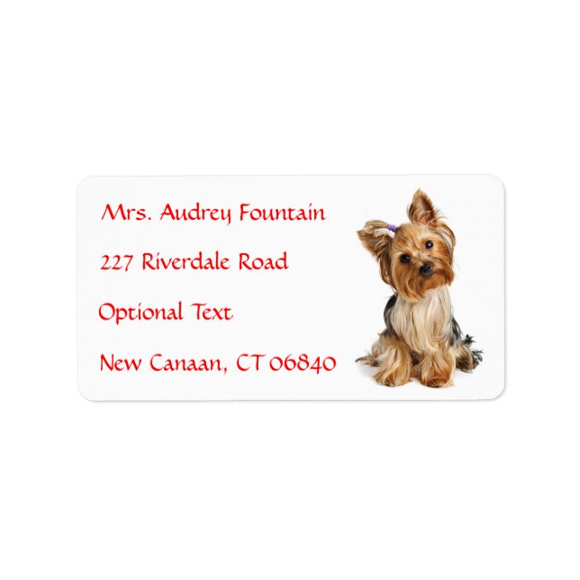 Yorkshire Terrier Puppy Namn Adress-segeletikett Adressetikett (Framsidan)