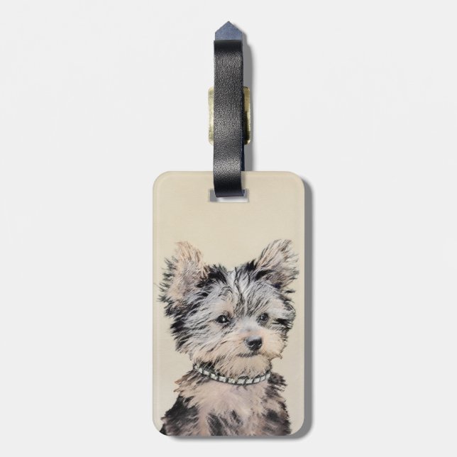 Yorkshire Terrier Puppy Painting Original Hund Art Bagagebricka (Baksidan Lodrät)