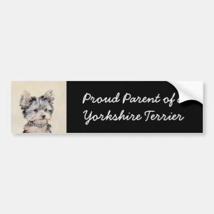 Yorkshire Terrier Puppy Painting Original Hund Art Bildekal