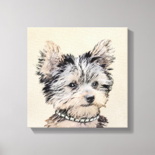 Yorkshire Terrier Puppy Painting Original Hund Art Canvastryck