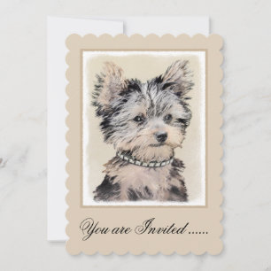 Yorkshire Terrier Puppy Painting Original Hund Art Inbjudningar