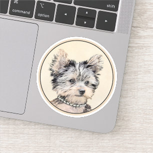 Yorkshire Terrier Puppy Painting Original Hund Art Klistermärken