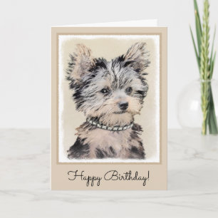 Yorkshire Terrier Puppy Painting Original Hund Art Kort