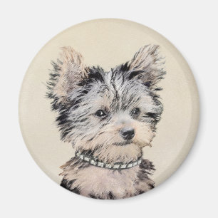 Yorkshire Terrier Puppy Painting Original Hund Art Magnet