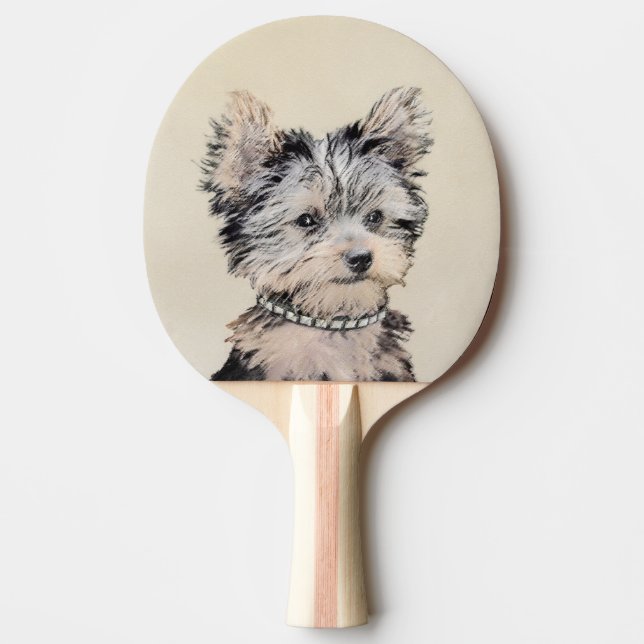 Yorkshire Terrier Puppy Painting Original Hund Art Pingisracket (Framsidan)
