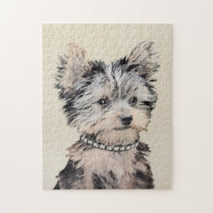 Yorkshire Terrier Puppy Painting Original Hund Art Pussel