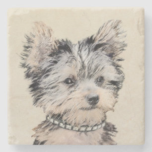 Yorkshire Terrier Puppy Painting Original Hund Art Stenunderlägg