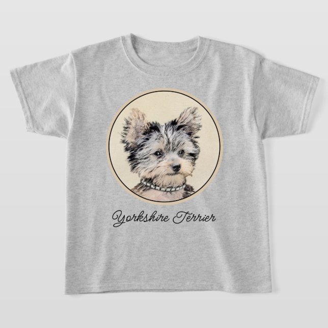 Yorkshire Terrier Puppy Painting Original Hund Art T Shirt (Laydown)