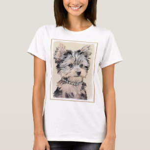 Yorkshire Terrier Puppy Painting Original Hund Art Tee Shirt