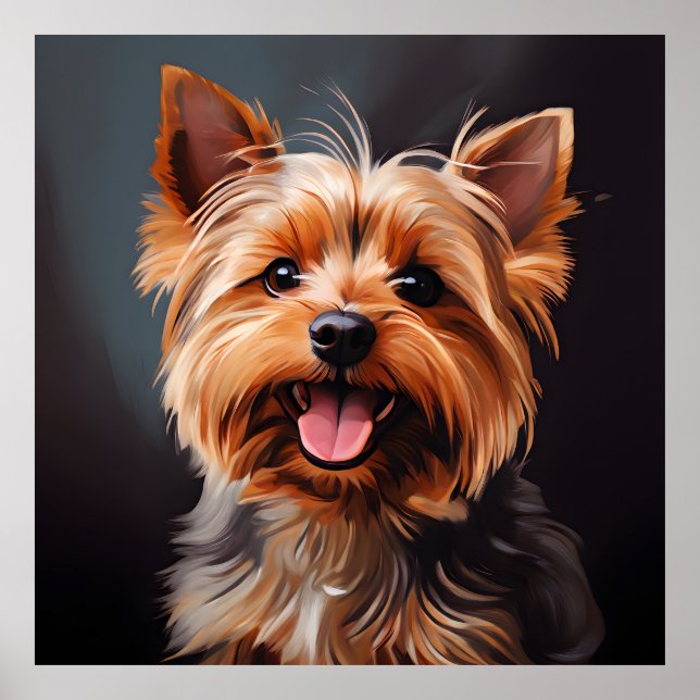 Yorkshire Terrier Realism Art Porträtt Poster (Framsidan)