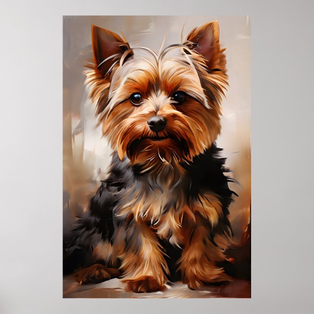 Yorkshire Terrier Realism Art Porträtt Poster (Framsidan)