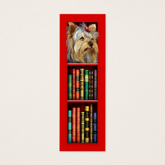 Yorkshire Terrier Red Bookmark Litet Visitkort (Framsidan)