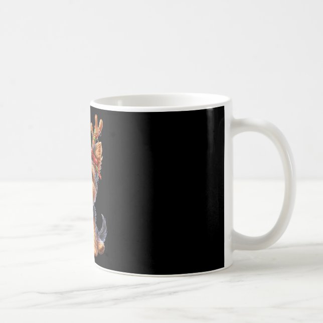 Yorkshire Terrier Reindeer Santa Hat Julafton Ljus Kaffemugg (Höger)